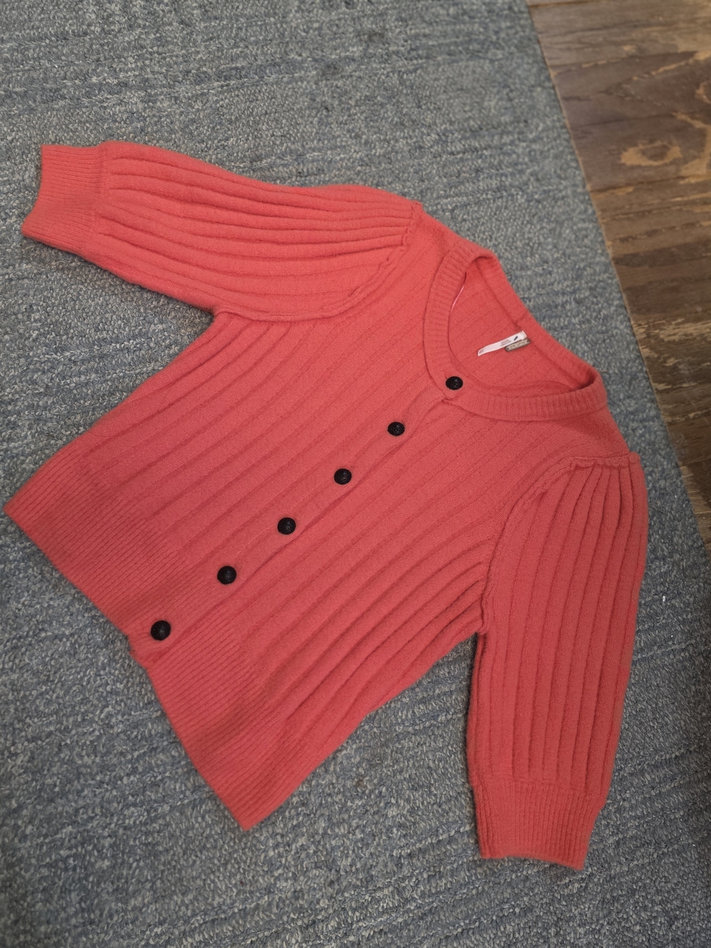 Free People Women’s Coral Ribbed Button-Front Sweater